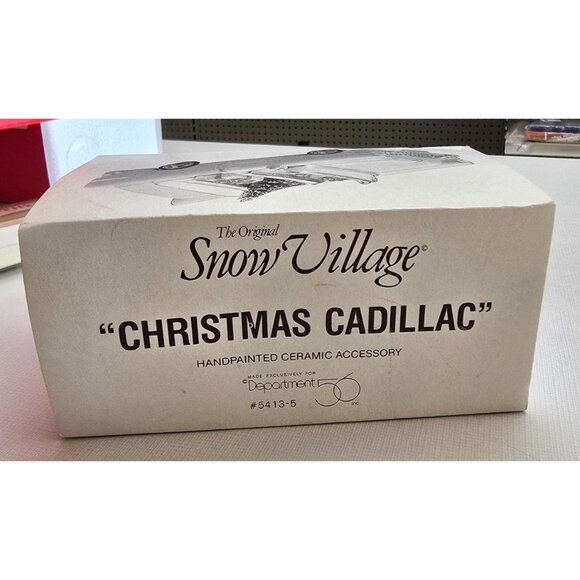 Department 56 Snow Village Christmas Cadillac Handpainted Ceramic Pink Car Decor - Picture 2 of 8